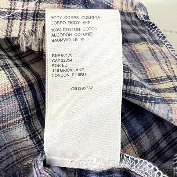 BDG Stevie Spliced Button Down Shirt Short Sleeve Relaxed Blue Womens Small - Picture 12 of 12